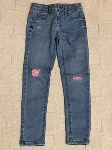 Girls Size 7 JUMPING BEANS Distressed Sequin-Embellished Adjust-Waist Jeggings - Picture 1 of 11