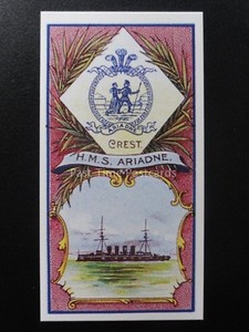 No.22 HMS ARIADNE 1ST CLASS CRUISER Battleships & Crests REPRO of R.J.Hill 1901