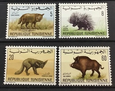 TUNISIA # 514, 515, 518, 521.. PARTIAL SET: FOUR of EIGHT - ANIMALS.     MNH - Image 1 of 4