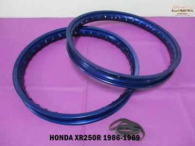 Fit HONDA XR250R 1986-1989 ALUMINIUM BLUE FRONT & REAR  WHEEL RIM SET  *ES895* - Изображение 1 из 4