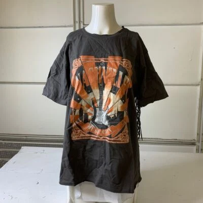 MISS ME LOS ANGELES Nashville Guitar Fringe Tee Women's Size S Black - Image 1 of 4