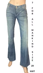 π» 7 FOR ALL MANKIND SIZE 29 FADED BLUE DEMIN BOOT CUT JEANS NWT RRP $225.00 - Picture 1 of 15