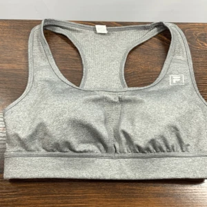 Fila Women's Solid Pullover Lined Racerback Sports Bra Gray Size Medium - Picture 1 of 6