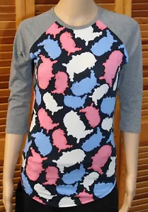 Camisa LuLaRoe Randy XXS para mujer azul/blanco/rosa mapas de EE. UU. manga 3/4 - Imagen 1 de 3