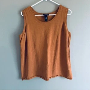 Maggie Barnes essentials size 1X 18/20 sweater brown sleeveless cotton - Picture 1 of 3