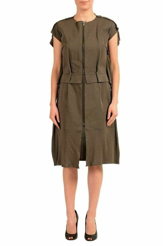 Abito da donna senza maniche Maison Margiela 1 verde scuro cerniera intera US M IT 42