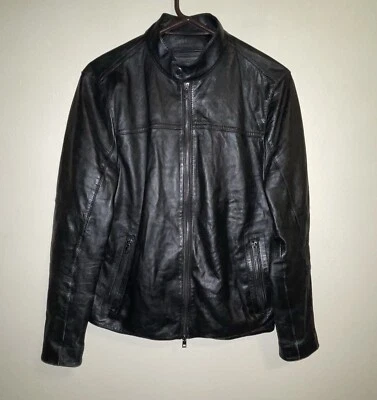 Chaqueta Moto Michael Kors Cuero Genuino Hombre Talla M, Negra Cremallera Completa.     J1679 Foto 1 de 4