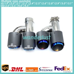 2X REMUS Matte Blue Carbon Fiber H Style Dual Exhaust Tip OD:76 89 101 114MM - Picture 1 of 7