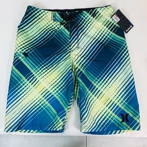 NWT Hurley Sz 20 Boys Boardshorts Swim Trunks Shorts Marine Blue Green Yellow - Picture 1 of 6