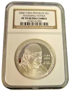 Perfect 2006 Ben Franklin Founding Father $1 NGC PF-70 Ultra Cameo - Picture 1 of 2