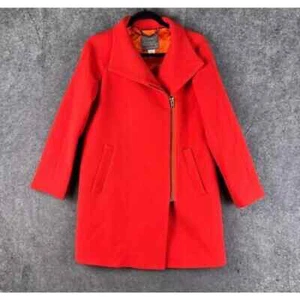 J. Abrigo Crew Vibrant Rojo Doble Tela Sobre Mezcla Lana, Talla 8 - Imagen 1 de 12