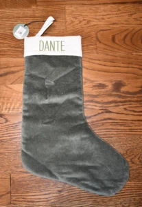 West Elm grüner Samtstrumpf 18" Dante Monogramm NEU Neu mit Etikett - Bild 1 von 3