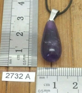 Pendentif goutte AMETHYSTE + cordon reglable pierre semi precieuse reiki collier - Imagen 1 de 1
