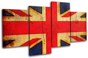 Abstract Union Jack Maps Flags MULTI CANVAS WALL ART Picture Print VA - Picture 1 of 1