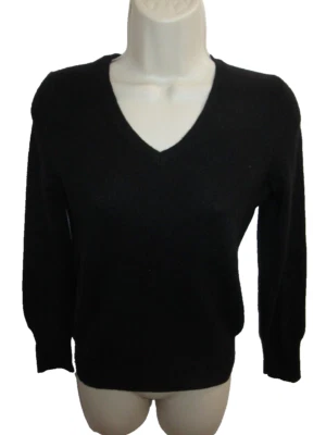 Suéter Only Mine 100 % cachemir negro cuello en V talla pequeña XSP Foto 1 de 3