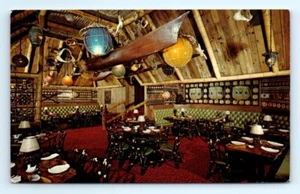 1960s Tiki Bar MA Postcard Statler Hilton Trader Vic's Lanai Room Boston Vics - Picture 1 of 2