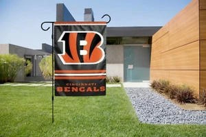 Cincinnati Bengals Garden Flag 2 Sided Outdoor Window Yard Banner New - Picture 1 of 9