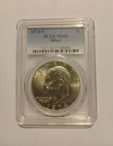 PCGS MS 66 1974 S Silver Eisenhower Dollar IKE coin - Picture 1 of 3