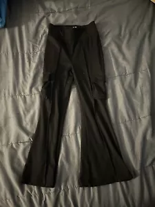 Girls 5-6 (fits Like 4/5) Justice Black Flare Bottom Cargo Pants - Picture 1 of 5