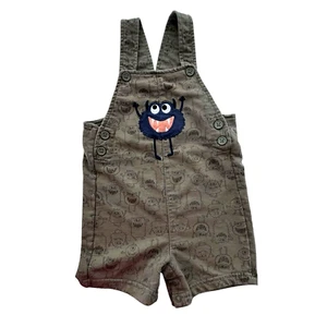 Pekkle Monster Shortalls Bib Overalls 18 months Green One Piece Snap Closure - Picture 1 of 4