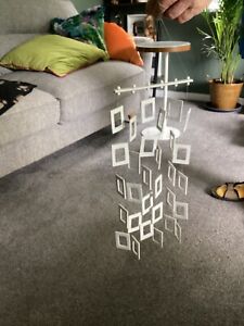 WHITE MATT Hanging Ceramic Geometric  MOBILE Wind chimes Home decor retro