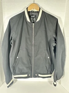 Men's Diesel Embroidered Logo Ribbed Collar Jacket, Black/Cream, Size Large - Picture 1 of 12