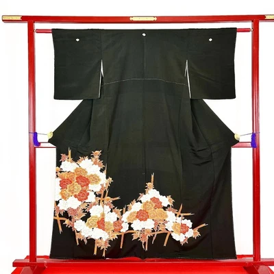 Kimono japonés 'TOMESODE' seda/flor/oro bordado/longitud: 160 cm N747 - Imagen 1 de 4