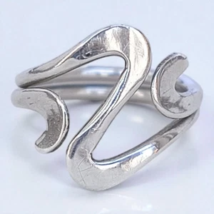 Vintage Sterling Silber 925 Welle Statement Ring Gr. 7,75 4,6 g Ozean Brandung Band - Bild 1 von 4