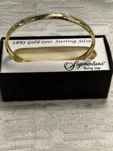 Brazalete exclusivo de plata esterlina tono oro grabado 7,5" con cierre de seguridad -- 2975 - Imagen 1 de 8