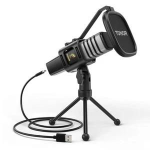 USB Microphone for PC, Cardioid Condenser Computer Mic with Tripod Stand, Pop... - Picture 1 of 8