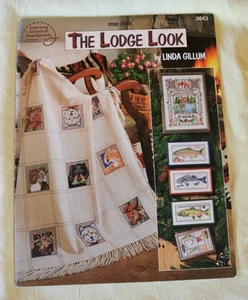 American School Needlework Cross Stitch The Lodge Look Linda Gillum 3643 Fishing - Picture 1 of 7