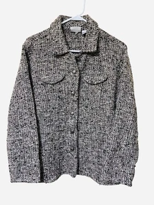 Chico's Design Boucle Tweed Sakko Gr. 3 (XL) leicht Frühling schwarz/weiß - Bild 1 von 5