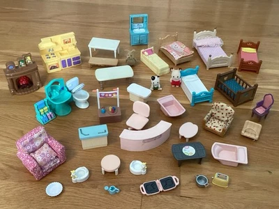 CALICO CRITTERS Woodzeez & Sylvanian Families & Similar Dollhouse Furniture Lot - Image 1 of 4