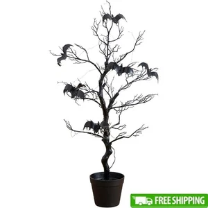 3ft Halloween Tree W/ Orange Purple LED Lights Bendable Branches Spooky Decor US - Picture 1 of 11