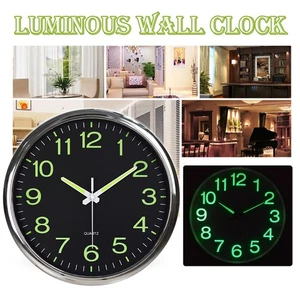 Home 12"Large Luminous Wall Clock Modern Night Light Quartz Non Ticking & Silent - Picture 1 of 12
