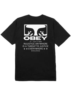 Obey Clothing Justice Everywhere Classic Tee / 100% Cotton Men's T-Shirt - Black - Picture 1 of 2