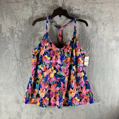 Traje de baño para mujer Island Escape 16W Tankini Top floral correa en T con aros nuevo con etiquetas Foto 1 de 4
