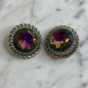 Vintage Schiaparelli signierte Ohrringe Wassermelone Farbwechsel Clip am Seil Borte - Bild 1 von 11