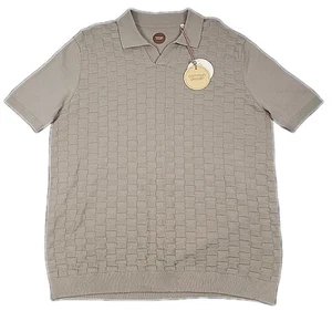 Suéter Polo Common People Para Hombres Grande Taupe Manga Corta Texturizado Tejido a Cuadros - Imagen 1 de 13