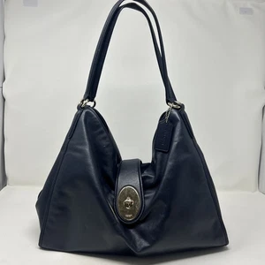 Bolso de hombro hobo de cuero liso azul medianoche COACH Madison Carlyle - Imagen 1 de 11