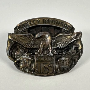 1989 Harley Davidson Siskiyou Eagle USA Brass Metal Belt Buckle Vintage - Picture 1 of 9