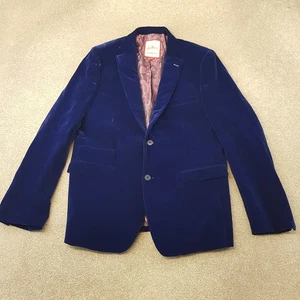 Joe Browns Herren Sakko 44 Blau Samt Smoking Smoking Blazer Dinner Zigarren Revers - Bild 1 von 9