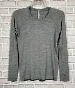 Lululemon Top Womens Sz 8 Black Ivory Striped Swift Stride Pullover Long Sleeves - Picture 1 of 5