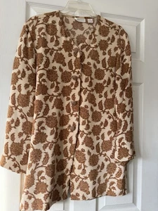 Vintage Dana Buchman Damen Long Shirt Top Bluse Langarm Seide Gr. 10 - Bild 1 von 6