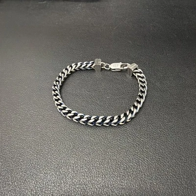 Brazalete de eslabones de cadena Franco de 5 mm para hombre plateado/azul de acero inoxidable de 7,5 pulgadas de largo Foto 1 de 4