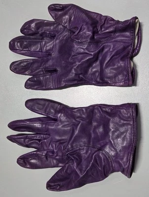 Guantes de cuero vintage para mujer morados talla L Foto 1 de 4