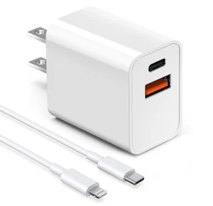 USB C Fast Charger For iPhone 14/13/12/11 35W Dual Type C Port Adapter PD Cable - Picture 1 of 9