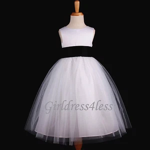 White Wedding Pageant Flower Girl Dress Many Colors 12M 18M 2 4 5/6 7/8 9/10 12 - Picture 1 of 31