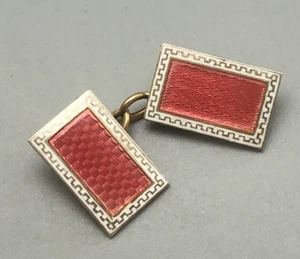Antique 9ct Yellow Gold & Pink ENamelled Cufflink 3.6g EEZX - Picture 1 of 2