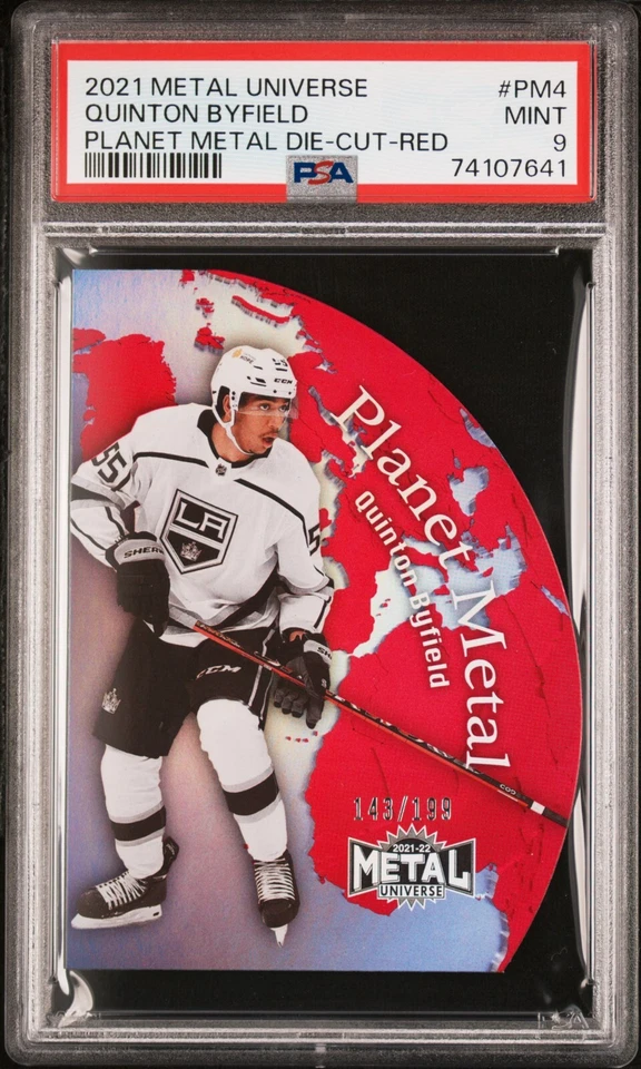 2021-22 Quinton Byfield Metal Universe Planet Metal D/C RC Red /199 Rookie PSA 9 - Image 1 of 1